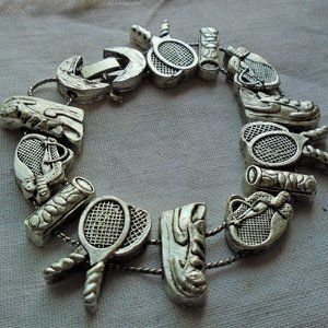 Vintage BG slide charm bracelet tennis themed